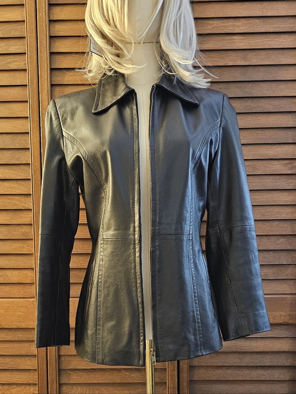 Brown Leather Women's Zip-Front Jacket